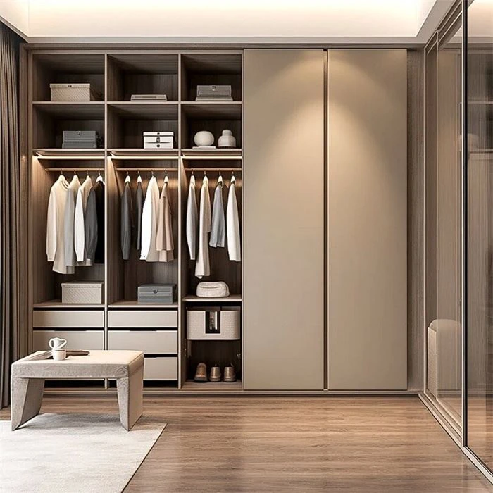 Small Open Wooden Wardrobe With Drawers