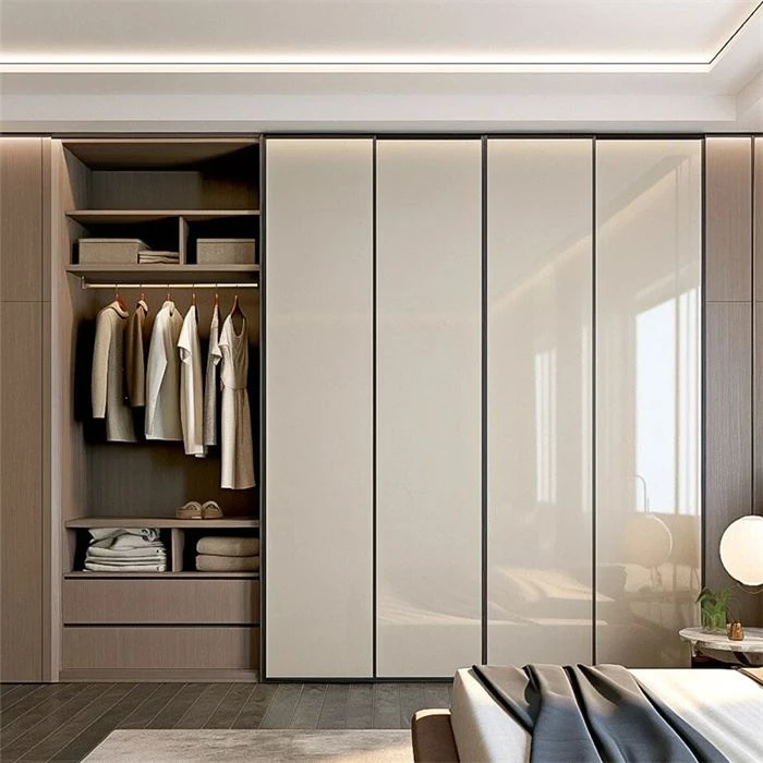 High Gloss White Open Wardrobe With Drawers