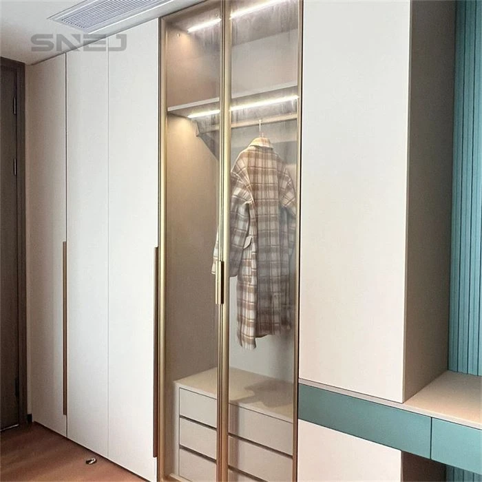 Wood Open Closet with Glass Door