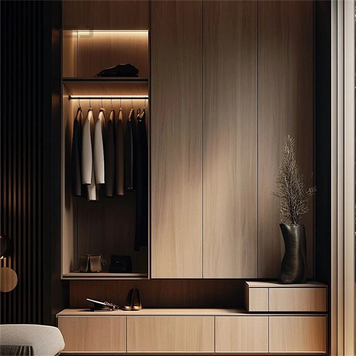 Open Wooden Modern Small Wardrobe