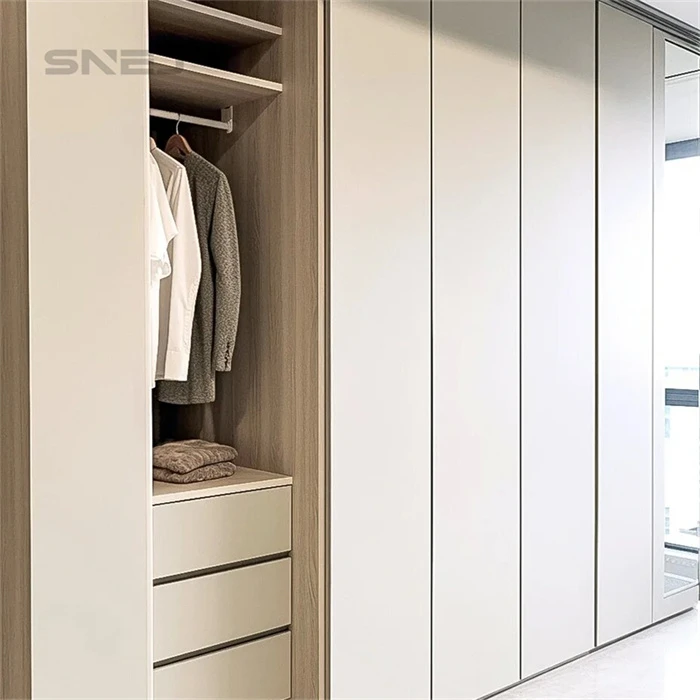 White Open Wooden Wardrobe With Drawers